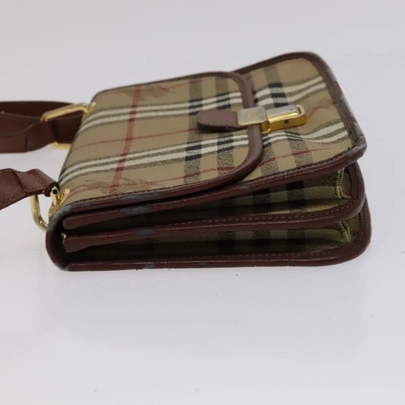 Burberrys Nova Check Shoulder Bag PVC Beige Brown gold Auth 110829 - Picture 7 of 16
